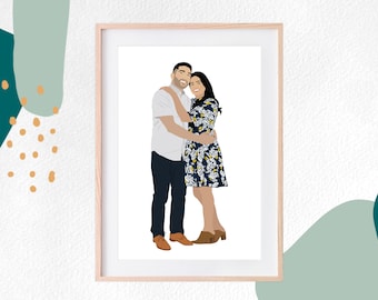 Custom Couple Illustration, Detailed Personalized Portrait, Anniversary Gift, Custom Family Portrait