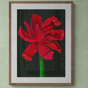 Impression d'art floral, tulipe ouverte, décoration murale de galerie, art apaisant pour le salon, art de chambre à coucher, cadeau d'anniversaire pour elle