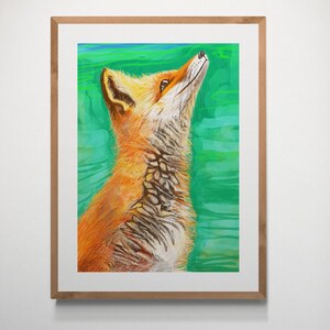 Stampa artistica di volpe – Stampa artistica da parete di volpe rossa per l'arredamento della casa