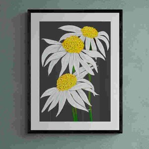 Stampa artistica floreale Marguerite Daisy stampa floreale per la decorazione della parete della galleria, arte rilassante per soggiorni, arte della camera da letto regalo luminoso per inaugurazione della casa