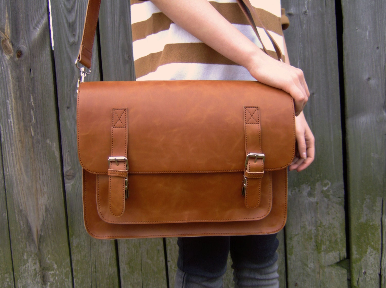 vegan leather briefcase