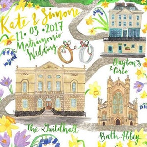 Handgemachte benutzerdefinierte Hochzeit Karte - handgezeichnetAquarell, Stift und Tinte, Handschreiben, besondere Sehenswürdigkeiten, kreative Detaillierung, Illustration, Kunst