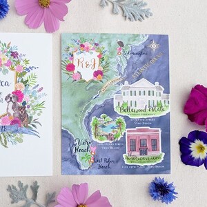 Handgemachte benutzerdefinierte Hochzeit Karte - handgezeichnetAquarell, Stift und Tinte, Handschreiben, besondere Sehenswürdigkeiten, kreative Detaillierung, Illustration, Kunst