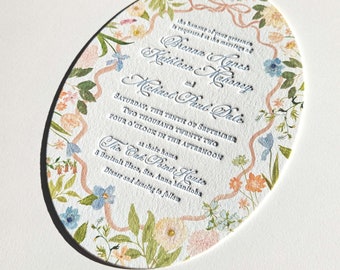 Hand Painted Custom Wedding Invitations: watercolor, illustration, fine art, letterpress, floral, romantic, fun, whimsical, elegant, cottage