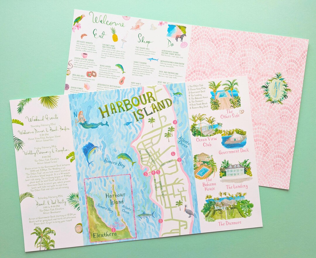 Custom Illustrated Wedding Map - Hand Drawn Watercolor, Pen and Ink ...