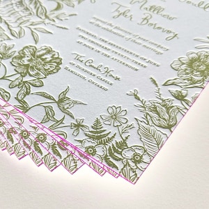 Faire-part de mariage personnalisés peints à la main : aquarelle, illustration, beaux-arts, typographie, romantique, amusant, fantaisiste, élégant, couleur des bords