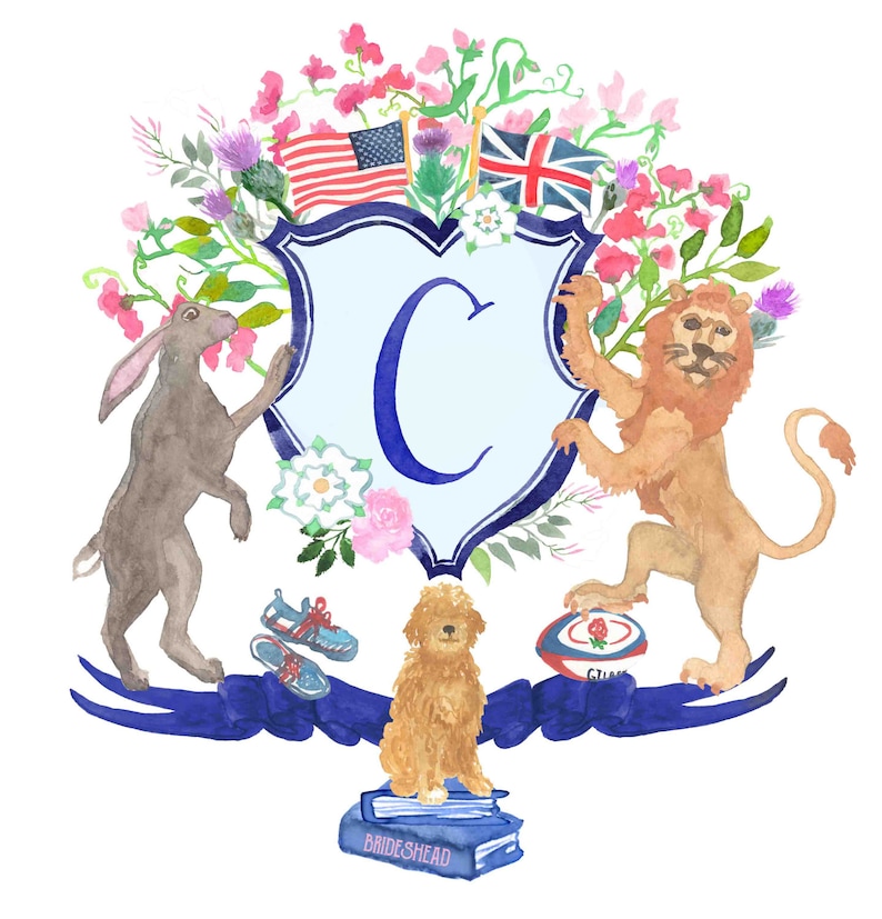 Hand Drawn Custom Crest Monogram Labrador Retriever Duck - Etsy