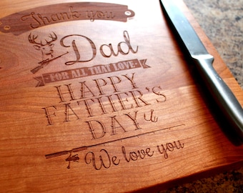 Personalized Cutting Board - Personalized Father's Gift - Engraved - Dads Christmas Gift - Engraved Gift for Dad - Deer Duck Hunter Gift -