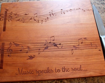 Personalized cutting board - Music Lover Gift - Engraved gift - Personalized Wedding Gift -Music Note Gift - Custom Engraved Gift - Music -