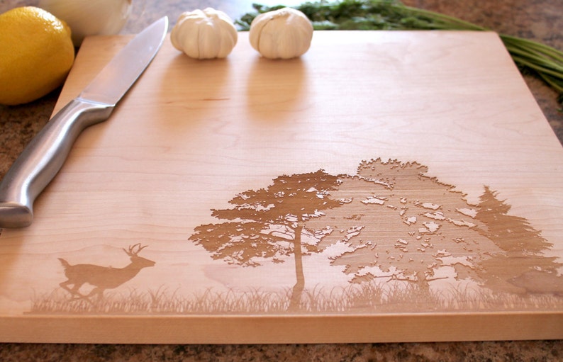 Personalized Cutting Board Custom Engraved Mens Anniversary Gift Housewarming Gift Mens Gift Husband gift Deer Hunter gift image 2