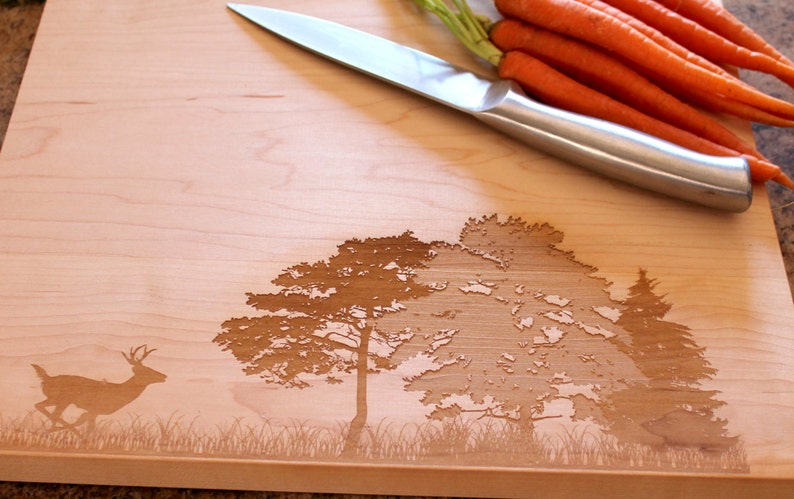 Personalized Cutting Board Custom Engraved Mens Anniversary Gift Housewarming Gift Mens Gift Husband gift Deer Hunter gift image 1