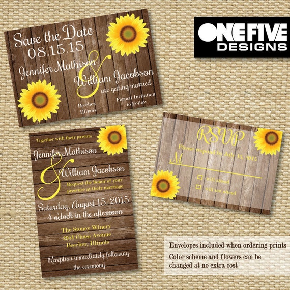 Wedding Save The Date, Wedding Invitation, Response Card, RSVP, Printable, Digital File, Sunflower, Country Chic, Suite Il_570xn