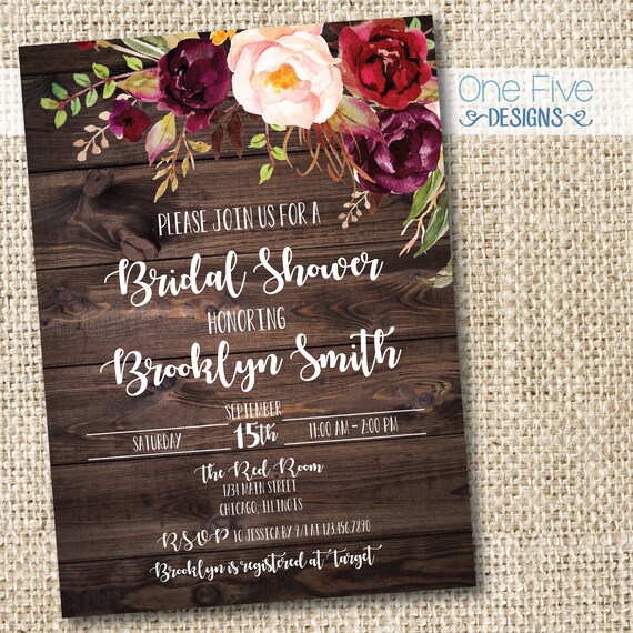 Rustic Country Chic Wood Flowers Burgundy Blush Maroon Pink Bridal