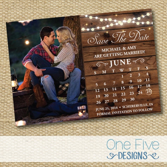 String Lights Rustic Wedding Save The Date - Printable (5X7) Il_570xn