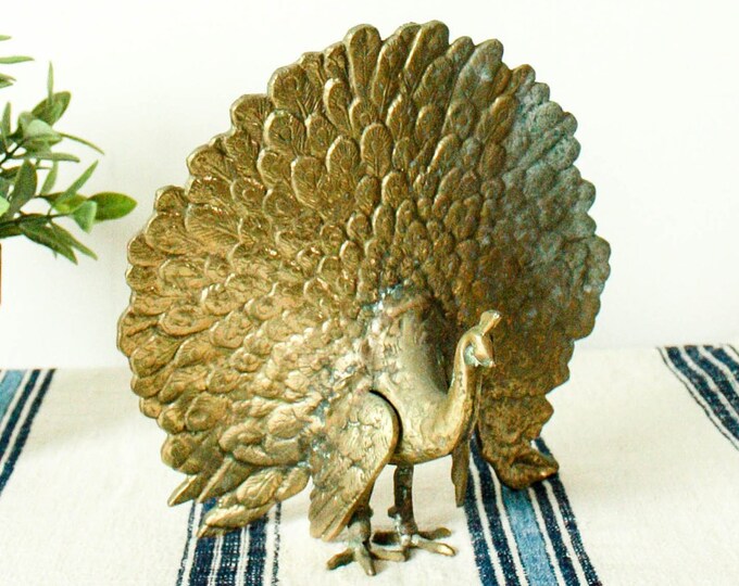 Vintage Brass Peacock Figurine Vintage Brass Bird Figurine Etsy