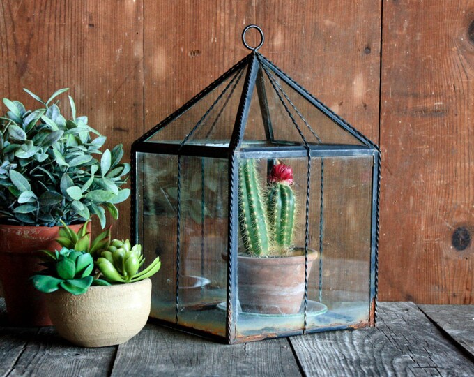 Vintage Glass Terrarium Large Terrarium Succulent Planter Etsy