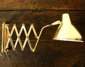 Vintage Gold Extension Lamp, Accordion Lamp, Scissor Arm Lamp, Accordion Light, Mid Century Wall Mount Light, Adjustable Lamp Mid Century