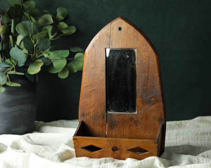 Vintage Wall Shelf Mirror, Shaving Mirror Wall, Small Bathroom Mirror ...