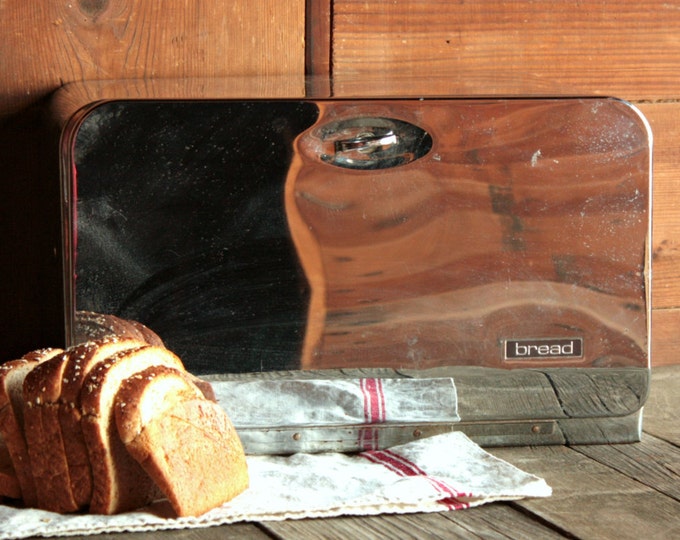 Vintage Chrome Bread Box, 1950s Kitchen Storage Mid Century