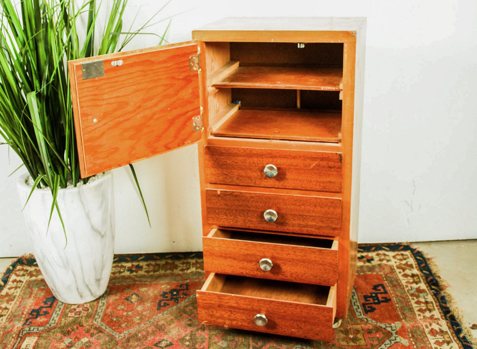 Vintage Wood Drawer Mid Century on Wheels Etsy