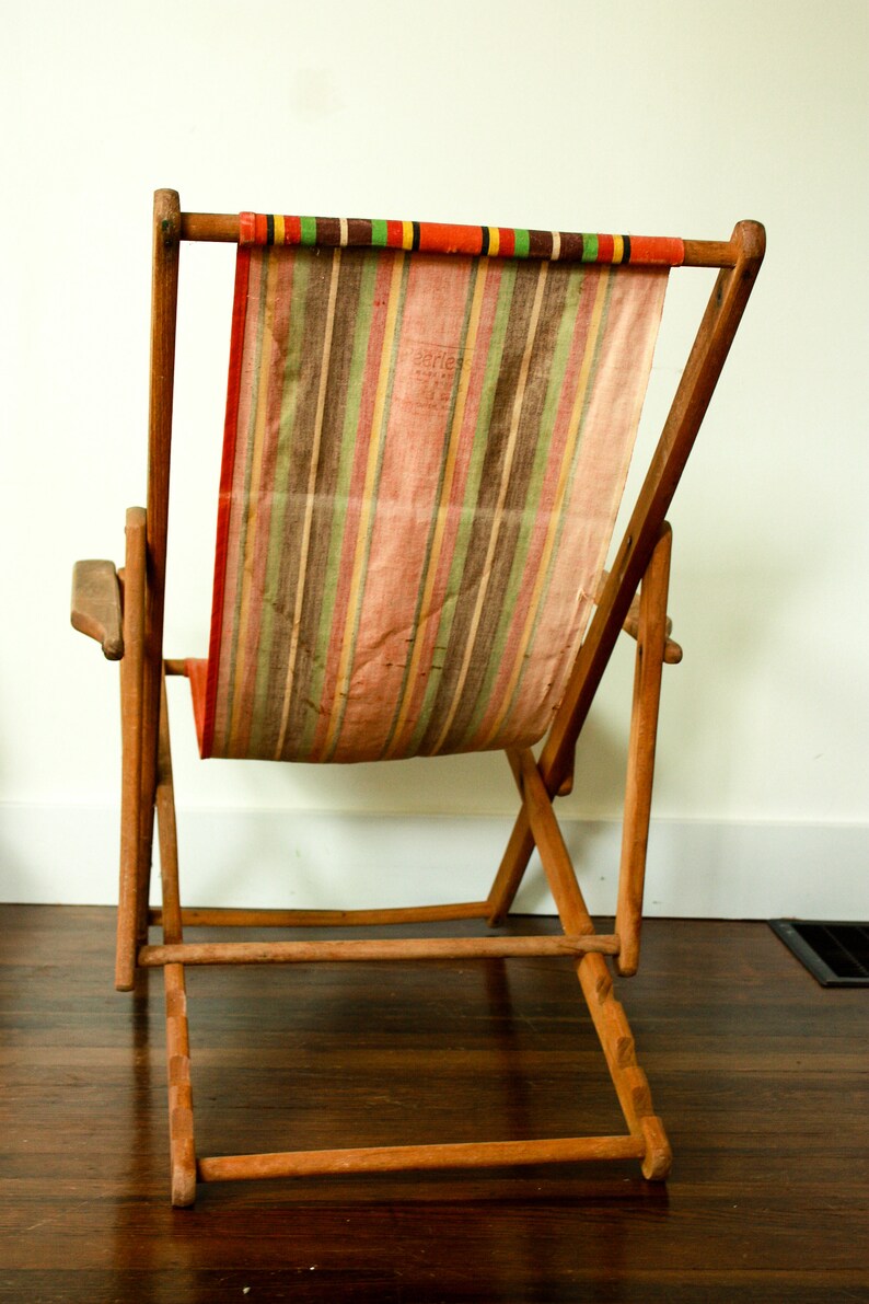 Vintage Canvas Chair Sling Chair Folding Beach Chair ...