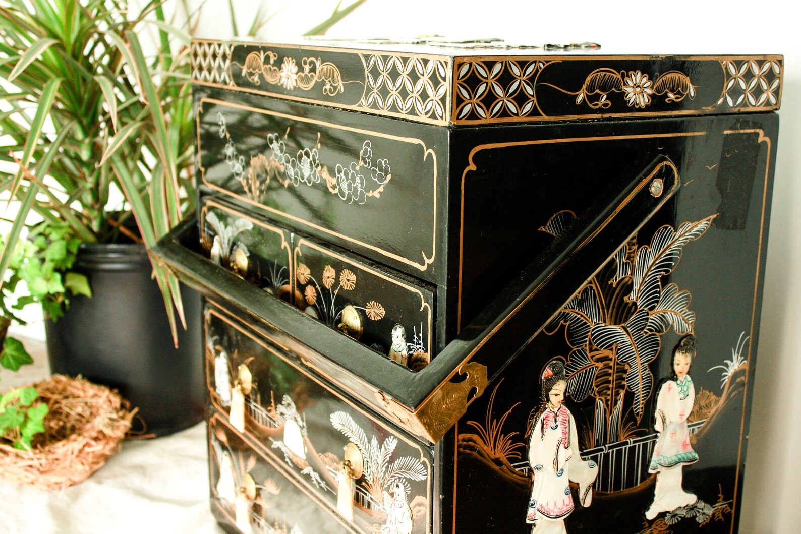 Vintage Tea Chest Chinese Tea Chest Lacquer Chinese Box Etsy