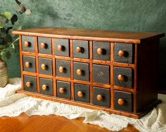 Vintage Apothecary Cabinet with Drawers,  Spice Cabinet, Office Storage, Tabletop Drawers, Wood Organizer Drawer, Library Card Catalog