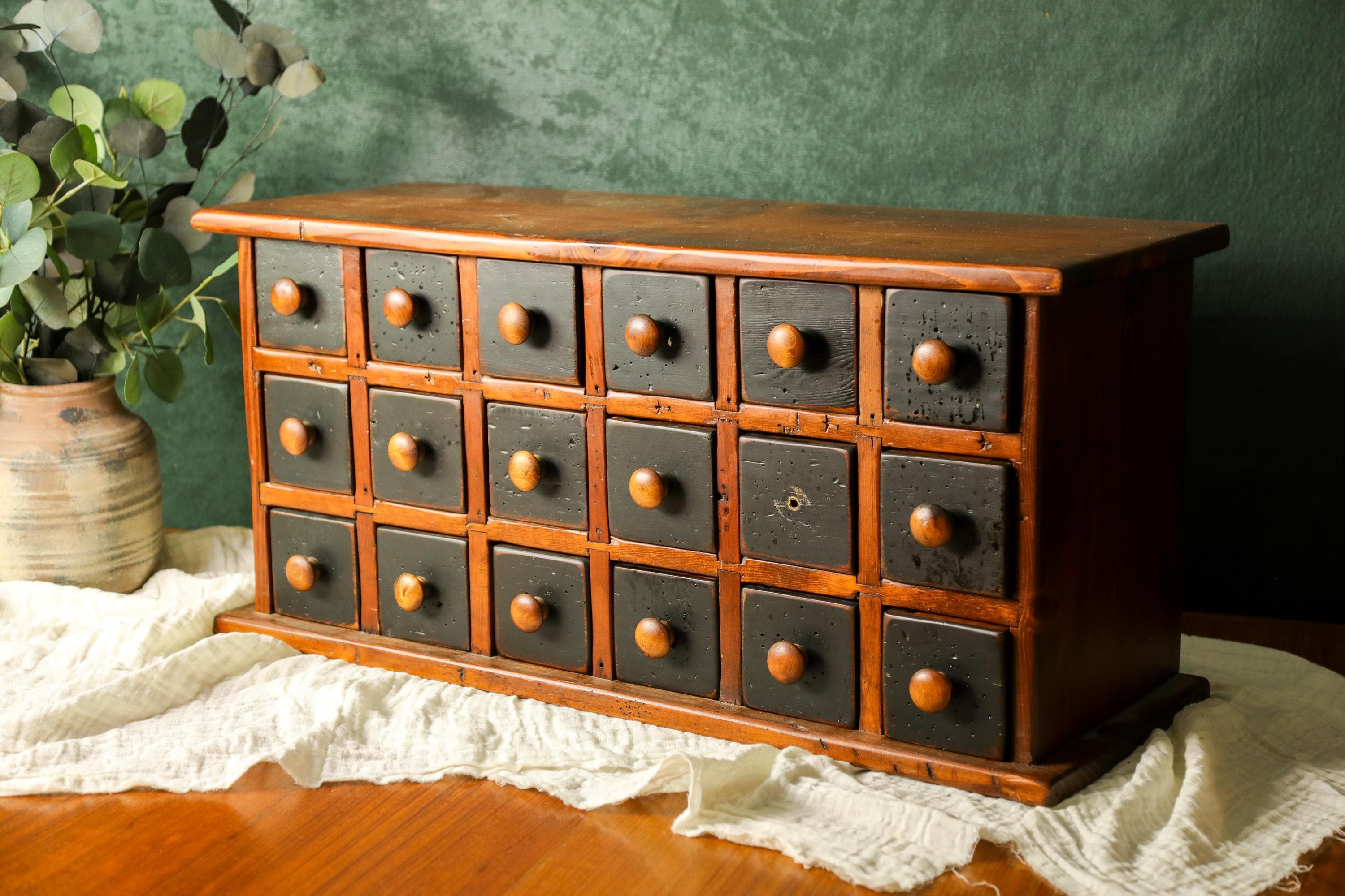 Vintage Apothecary Cabinet With Drawers, Spice Cabinet, Office