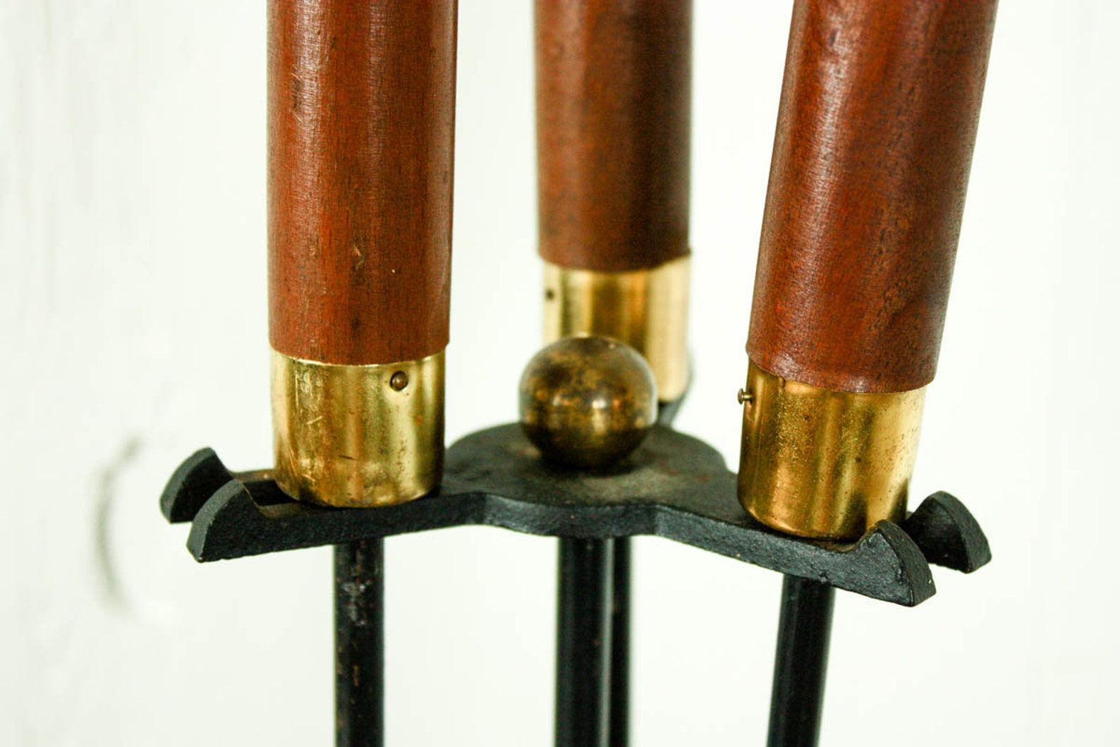 Vintage Fireplace Tools Brass Fire Poker Set Mid Century Etsy