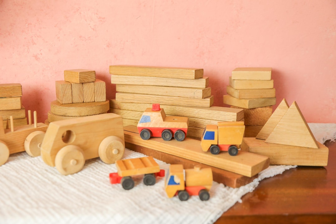Vintage Wooden Blocks and Cars, Natural Wood Building Block Set ...