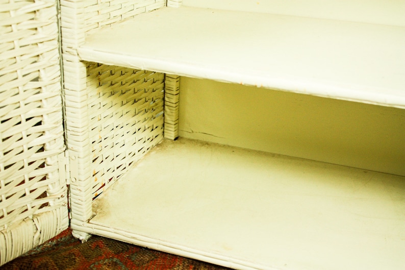 Vintage Wicker With Doors Woven Nightstand Wicker Etsy