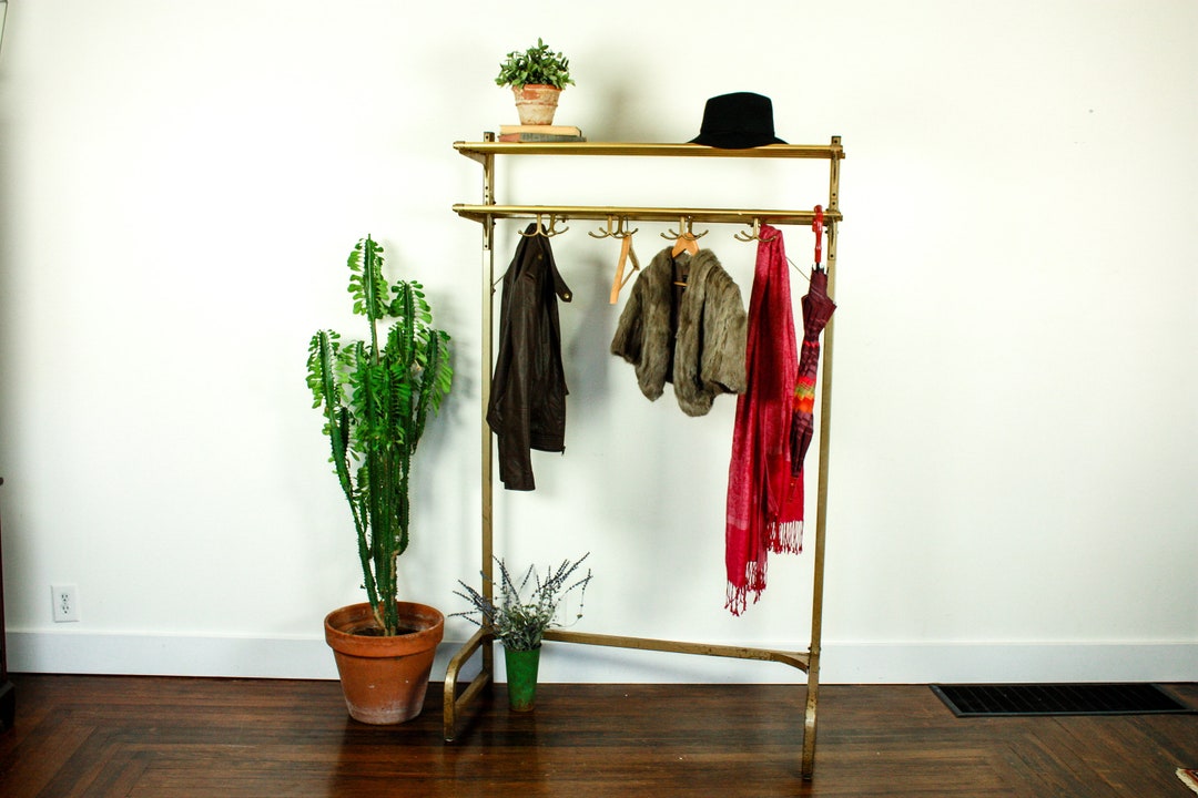 Vintage Clothes Rack, Floor Coat Rack, Loft Style Closet Rack, Entryway