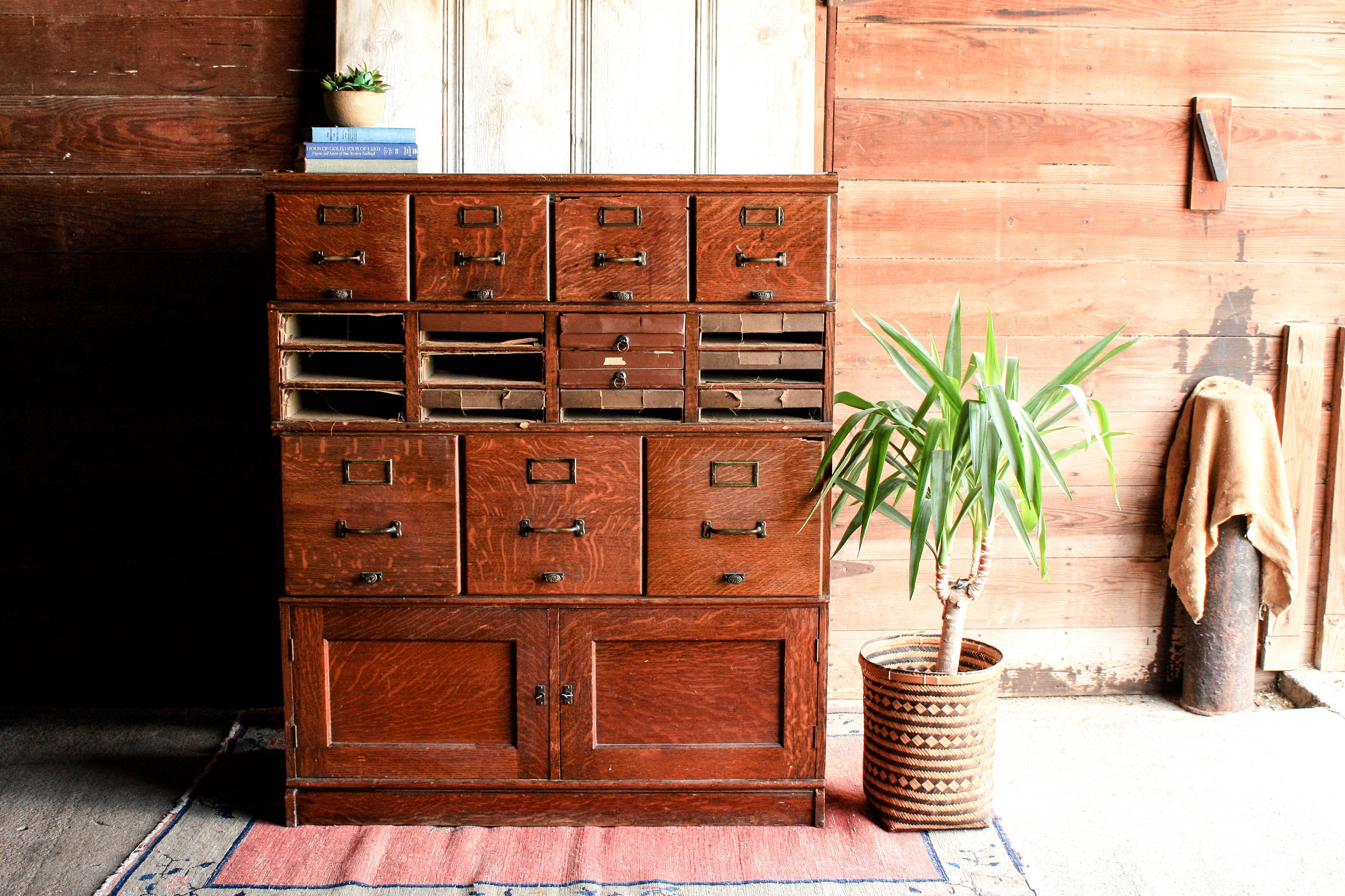 Vintage Library Card Catalog Cabinet Rustic Storage File ...