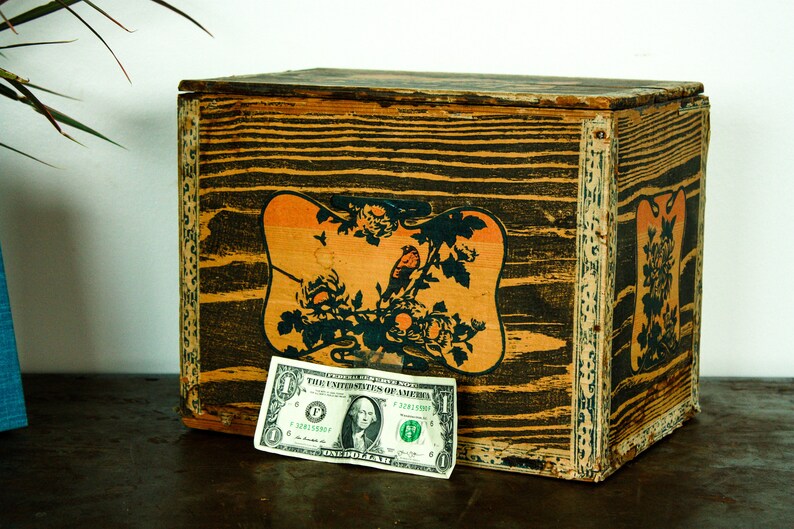 Vintage Tea Crate Vintage Wood Crate With Lid Unique Kitchen Etsy