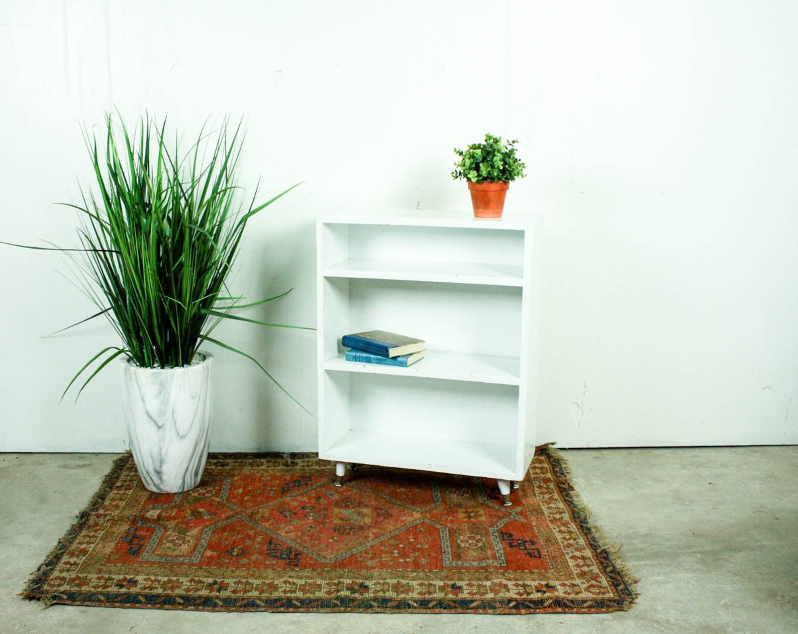 Vintage Bookcase With Legs Small Bathroom Shelves Mid Etsy