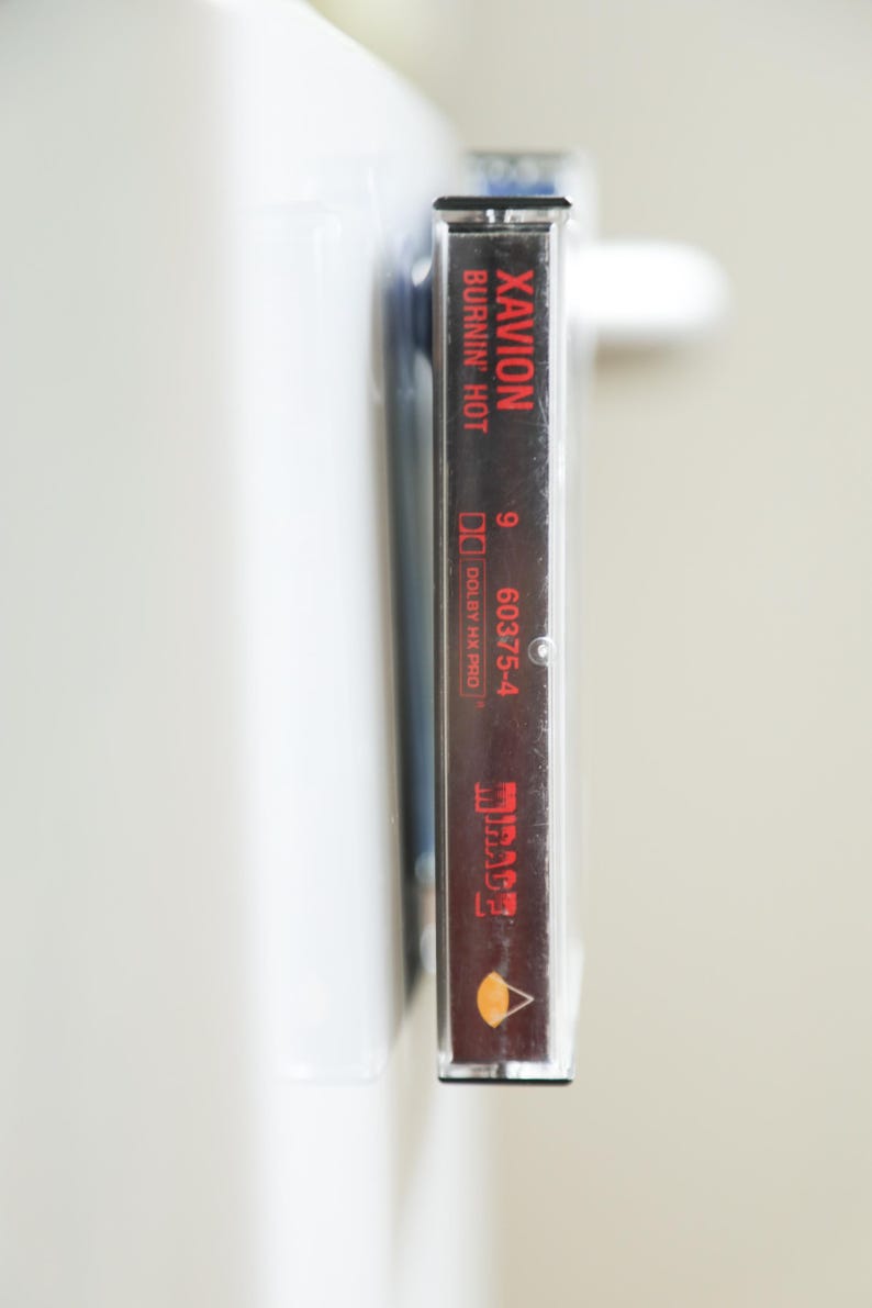 vintage 1980's 1990's and 2000's
 rock band cassette tapes turned refrigerator art magnet