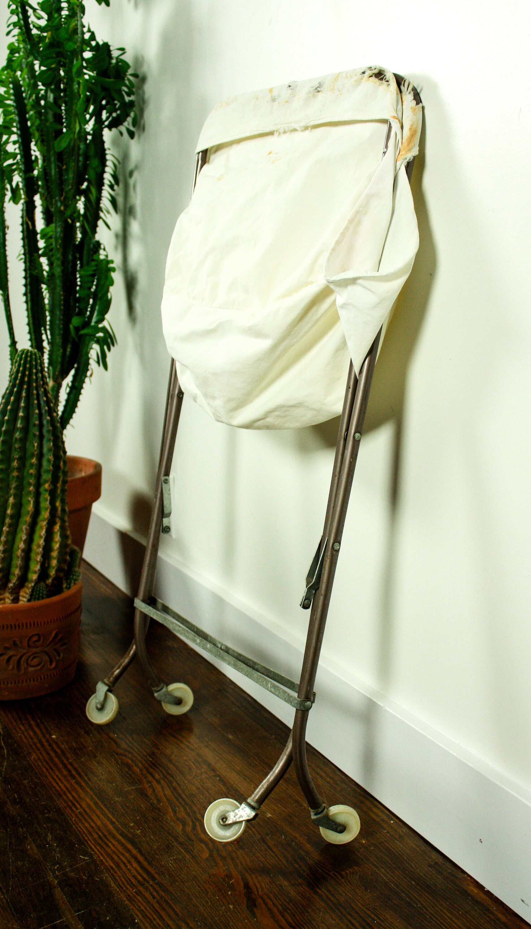 Carrito de lavandería de lona vintage cesta de lavandería de | Etsy