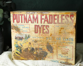 Vintage Putnam Dyes Cabinet, Metal Advertising Sign, Advertising Display, Art Studio Decor, Country Store Antique, General Store Cabinet2473