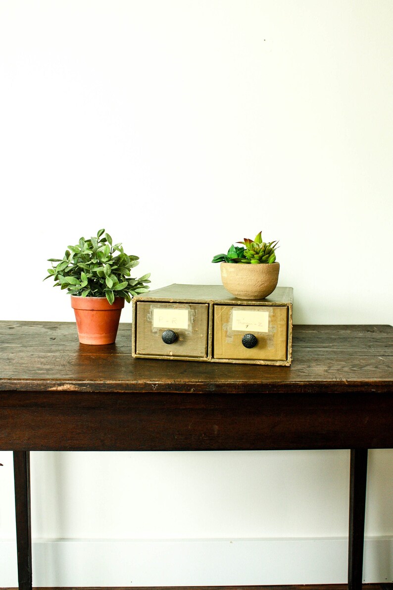 Vintage Cardboard Card Catalog Drawer Cabinet Cardboard File Etsy