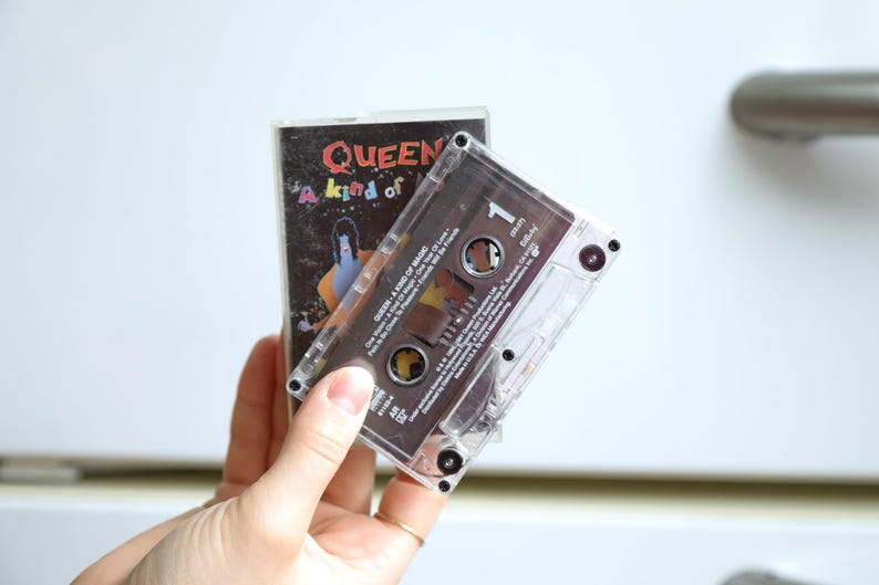 vintage 1980's rock band tape turned refrigerator art magnet