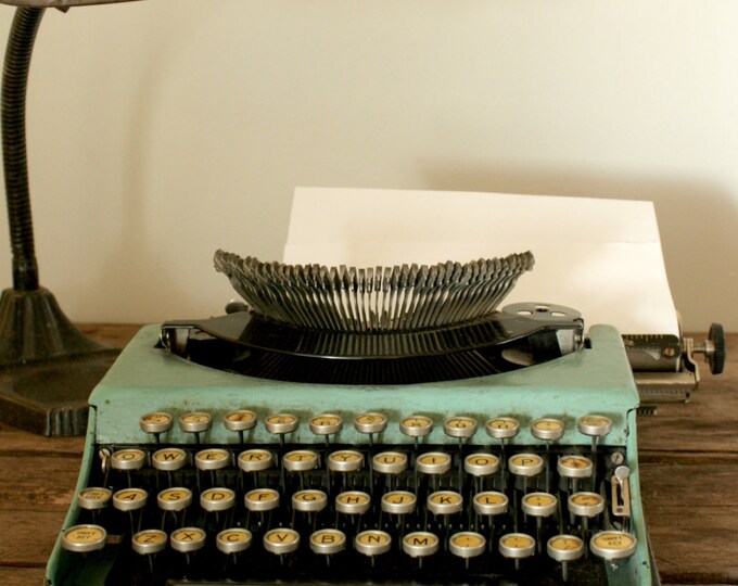 Vintage Typewriter, Mint Green Typewriter, 1930's Typewriter, Portable