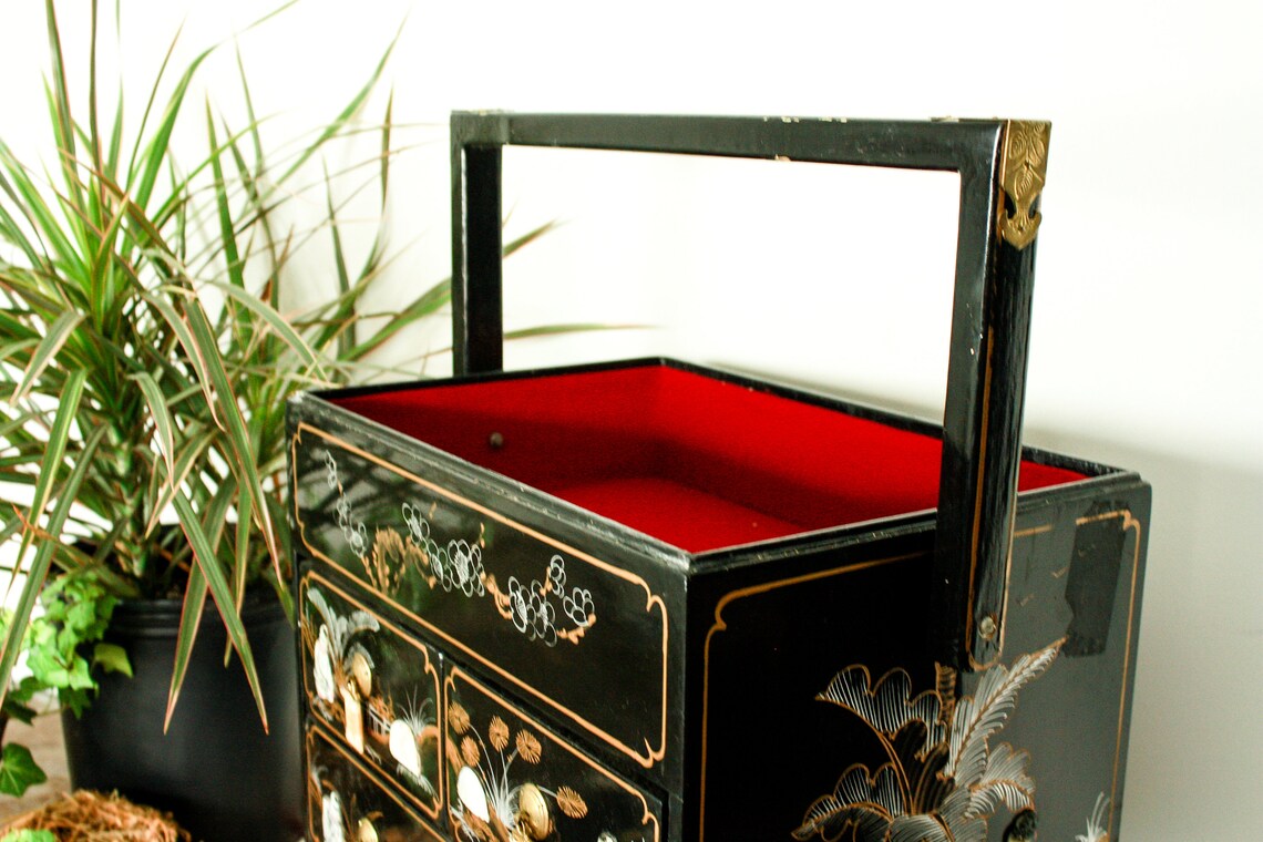 Vintage Tea Chest Chinese Tea Chest Lacquer Chinese Box Etsy
