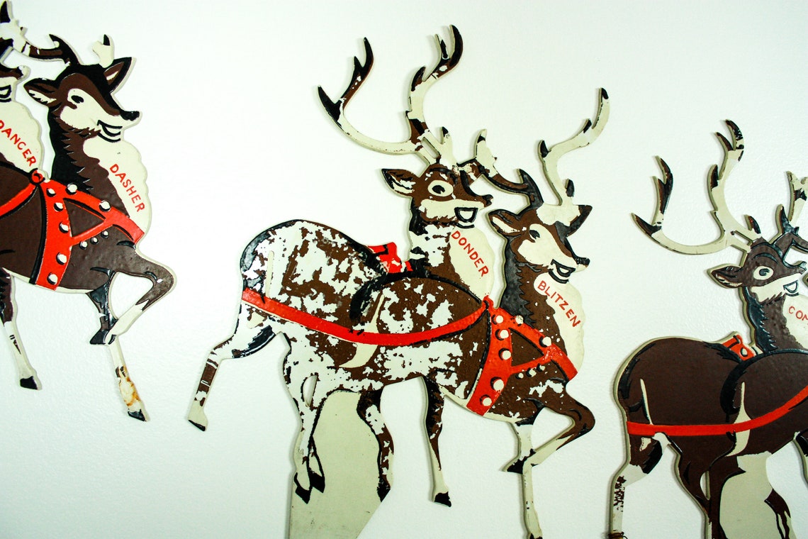 Vintage Santa and Reindeer Wall Decor Bakelite Santa Reindeer Etsy