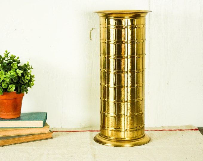 Vintage Brass Umbrella Holder Stand, Vintage Umbrella Holder, Mid