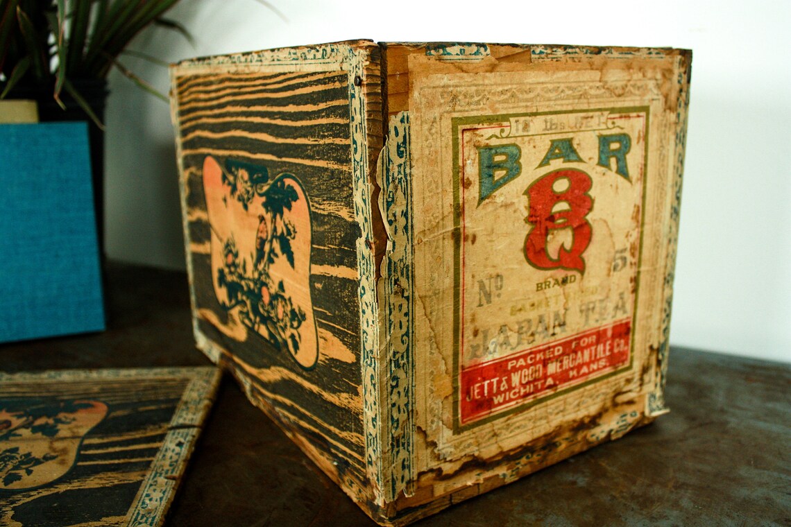 Vintage Tea Crate Vintage Wood Crate With Lid Unique Kitchen Etsy