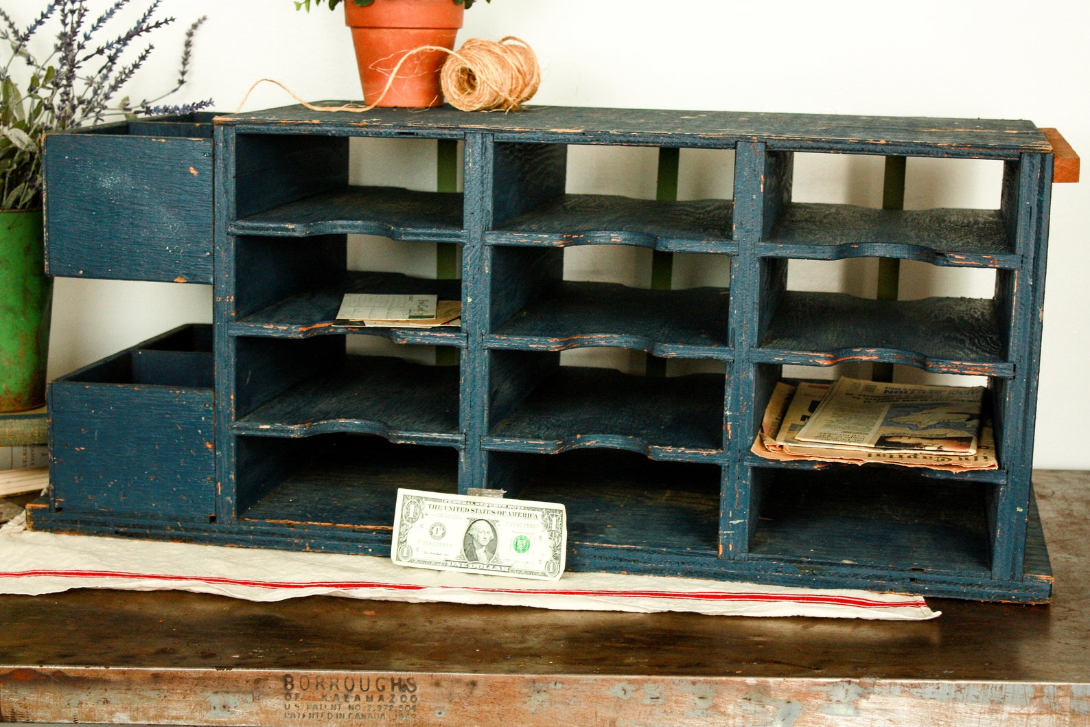 Vintage Cubby Shelf Mail Organizer Counter Mail Cubby Etsy