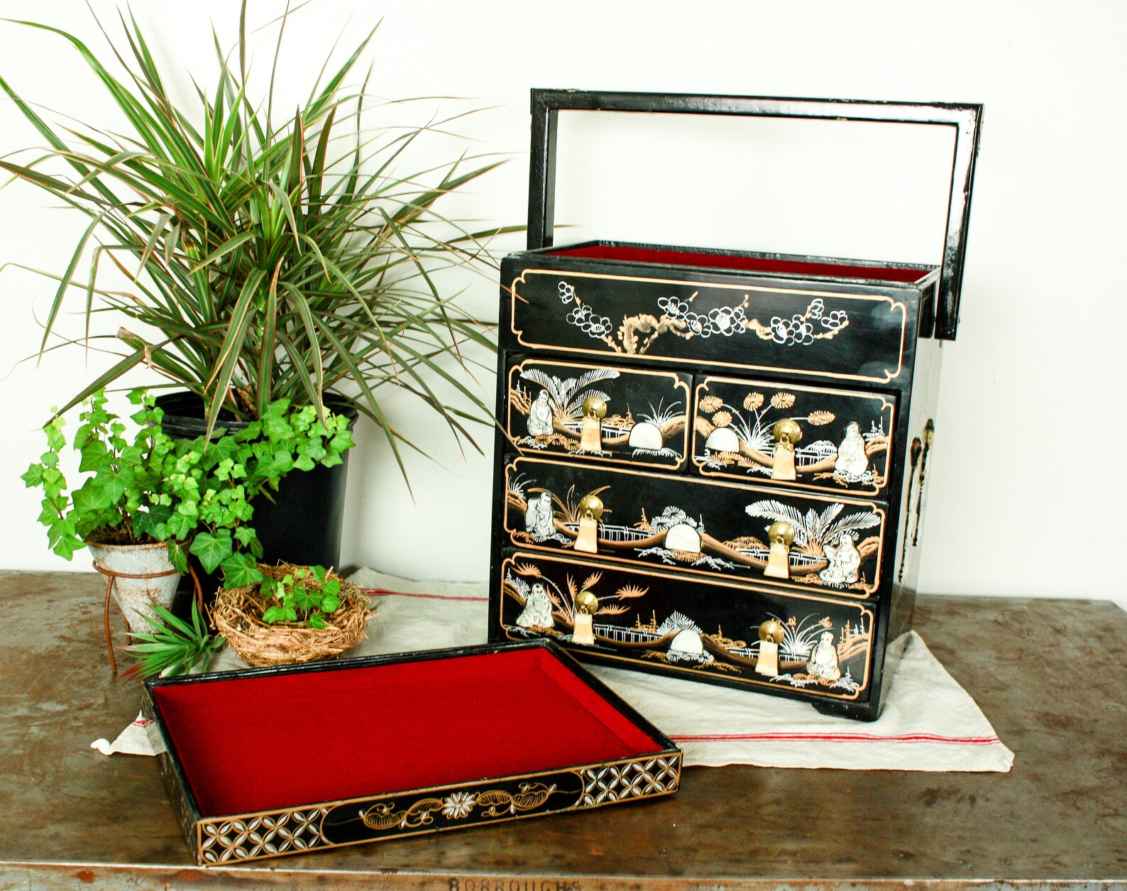 Vintage Tea Chest Chinese Tea Chest Lacquer Chinese Box Etsy