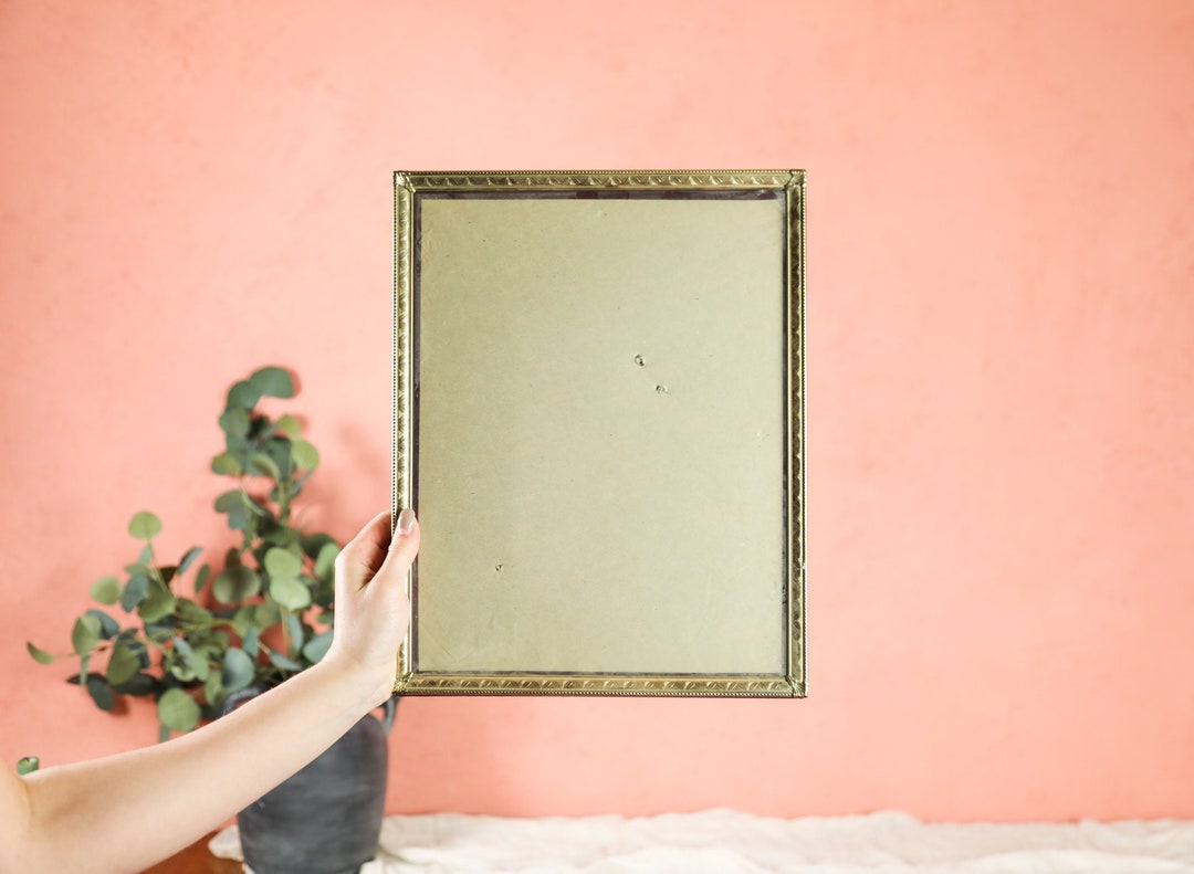 Vintage 10x13 Picture Frame, Vintage Brass Frame, Large Frame for
