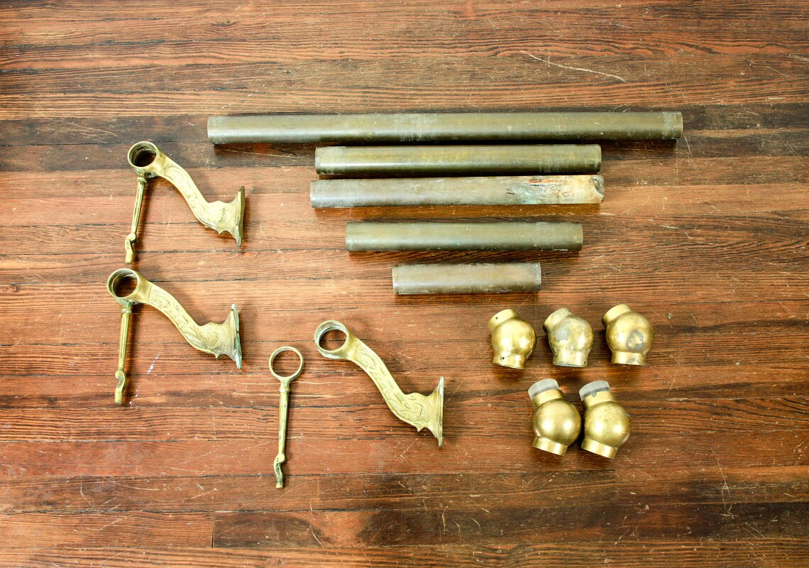 1800s Vintage Brass Foot Rail Complete Set Industrial Foot Etsy