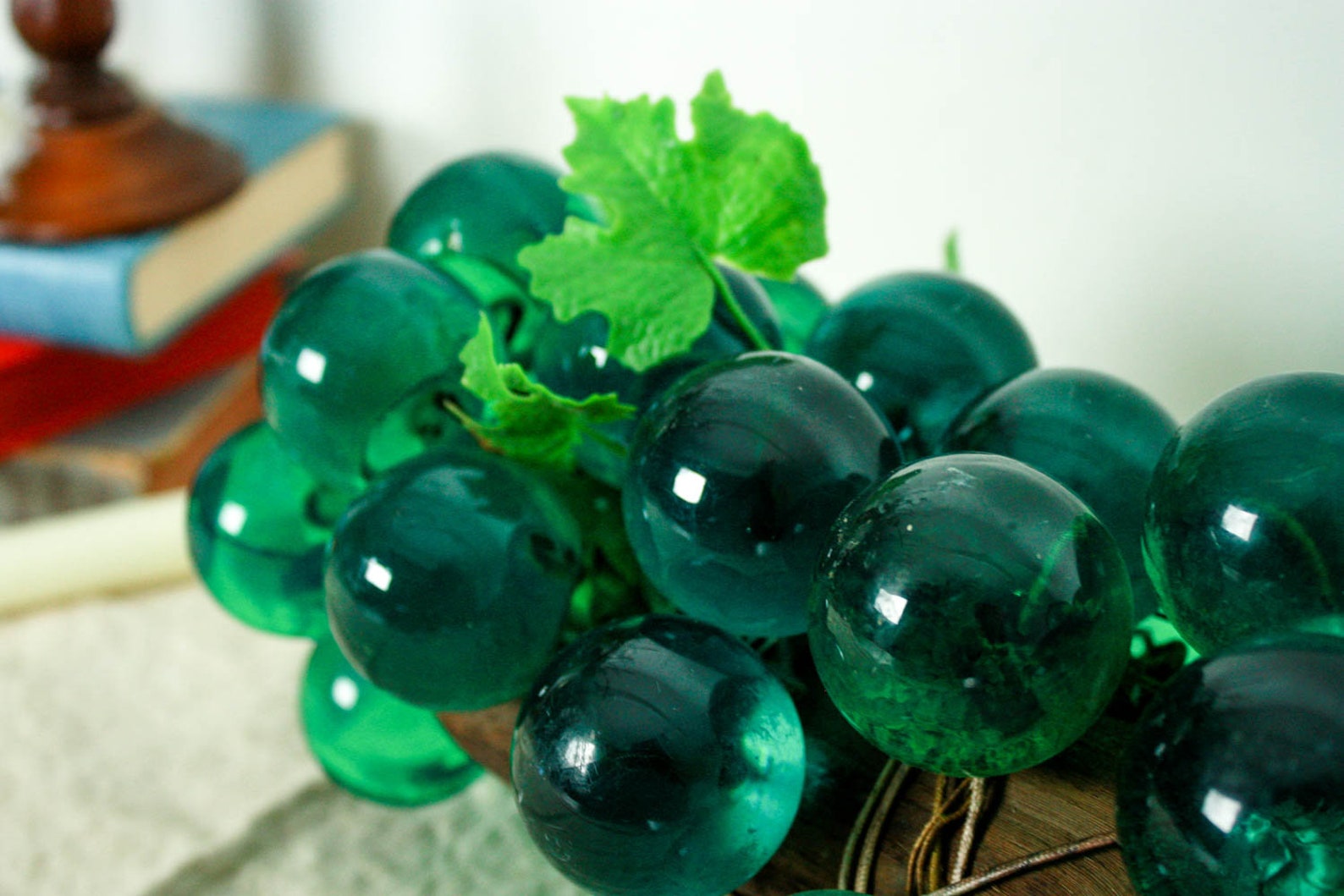 Vintage Lucite Grapes Cluster MCM Teal Decor Glass Fruits Etsy